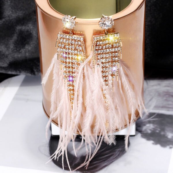 Boucles d'oreilles en plaqué or avec plumes – Image 4