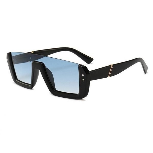 Lunettes de soleil siamoises tendance, monture rouge en filet, demi-monture – Image 6