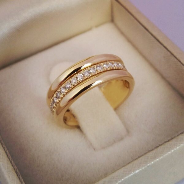 Bague plaquée cuivre avec Zircon incrusté – Image 2