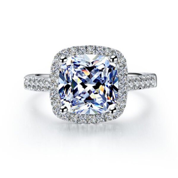Bague de luxe en diamant rond et carré avec moissanite pour femme
