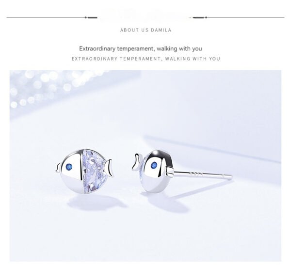 Boucles d'oreilles à tige en argent sterling S925, motif gourami frais et assorti – Image 2