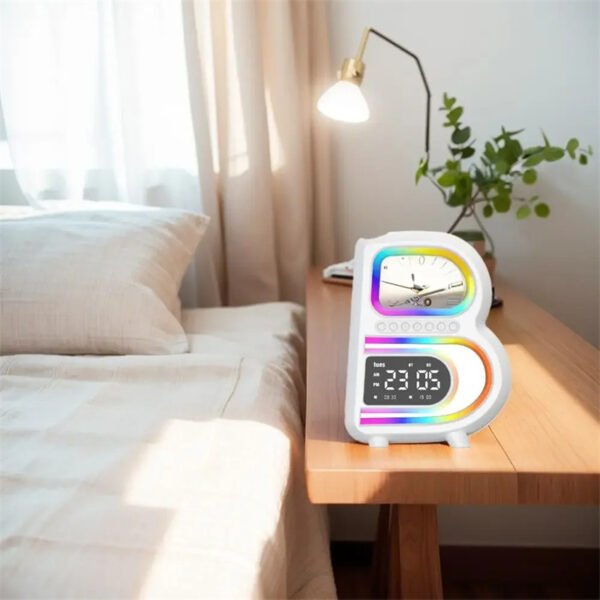Haut-parleur Bluetooth Barcelone multifonctionnel, musique avec éclairage rythmique et chargeur sans fil pour téléphone – Image 7