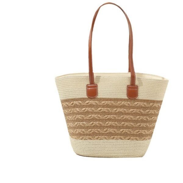 Grand Sac Fourre-Tout en Raphia Tressé, Style Estival Coréen – Image 4