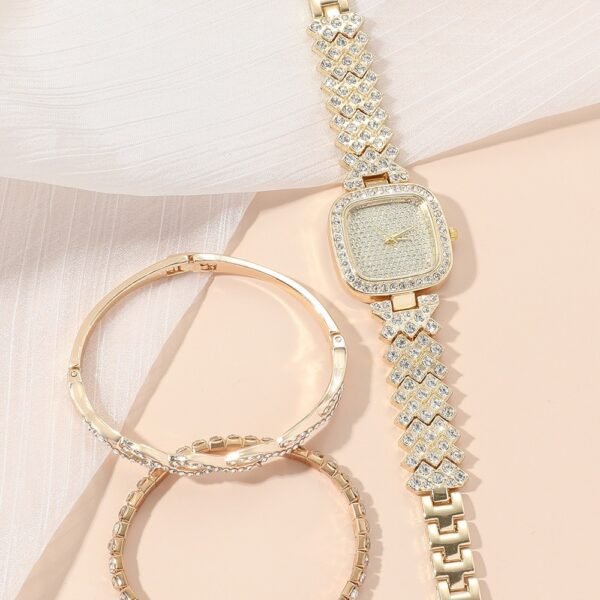 Montre à quartz tendance pour femme avec bracelet carré en diamant – Image 6