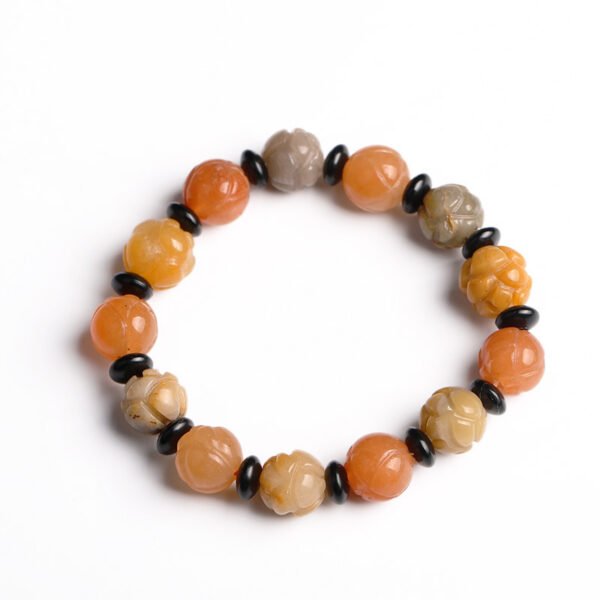 Bracelet en perles de jade et soie dorée à la mode – Image 6
