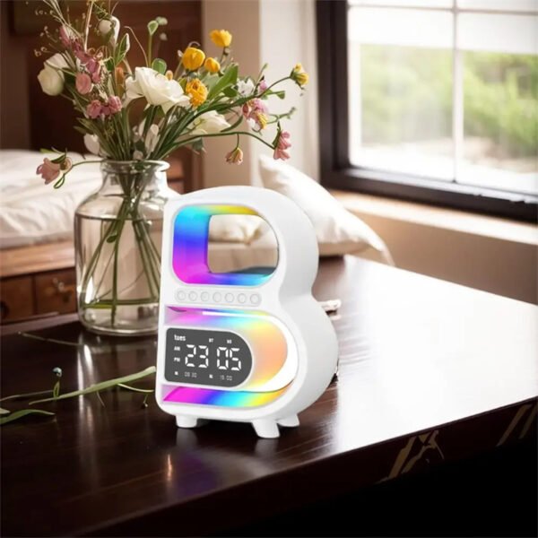 Haut-parleur Bluetooth Barcelone multifonctionnel, musique avec éclairage rythmique et chargeur sans fil pour téléphone – Image 10