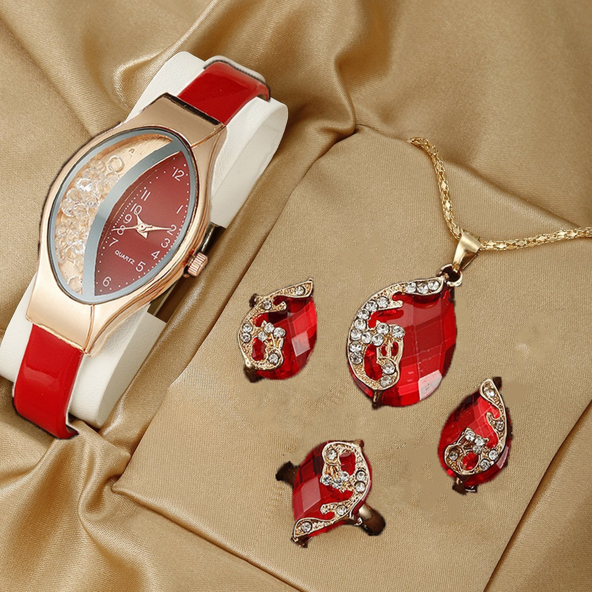 Montre tendance, cadeau, montre à quartz, collier, bracelet, bague, boucles d'oreilles – Image 2