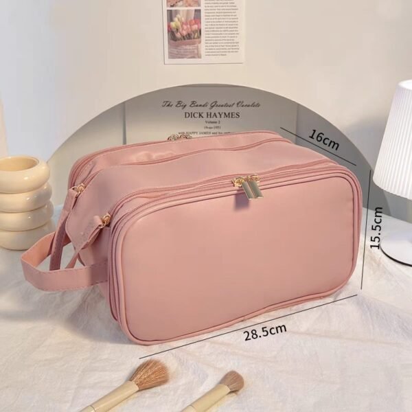 Trousse de toilette de voyage grande capacité à double fermeture éclair – Image 5