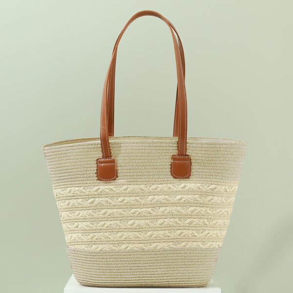 Grand Sac Fourre-Tout en Raphia Tressé, Style Estival Coréen