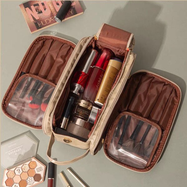 Trousse de toilette de voyage grande capacité à double fermeture éclair