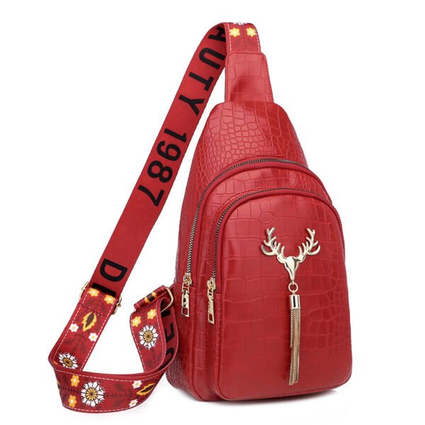 Sac bandoulière à pompon en forme de cerf pour femme, motif lettre brodée, tendance – Image 10