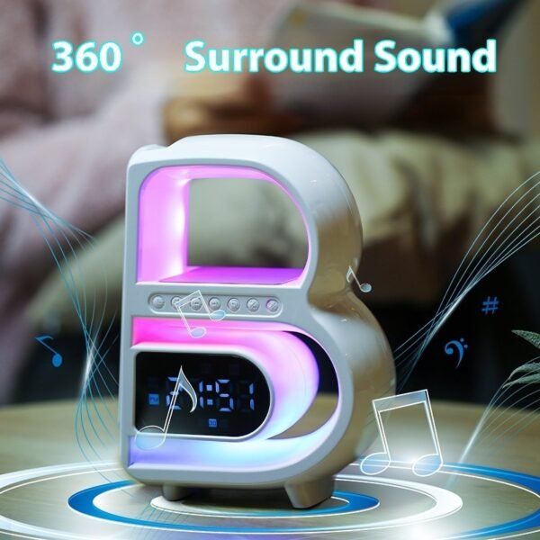 Haut-parleur Bluetooth Barcelone multifonctionnel, musique avec éclairage rythmique et chargeur sans fil pour téléphone – Image 8