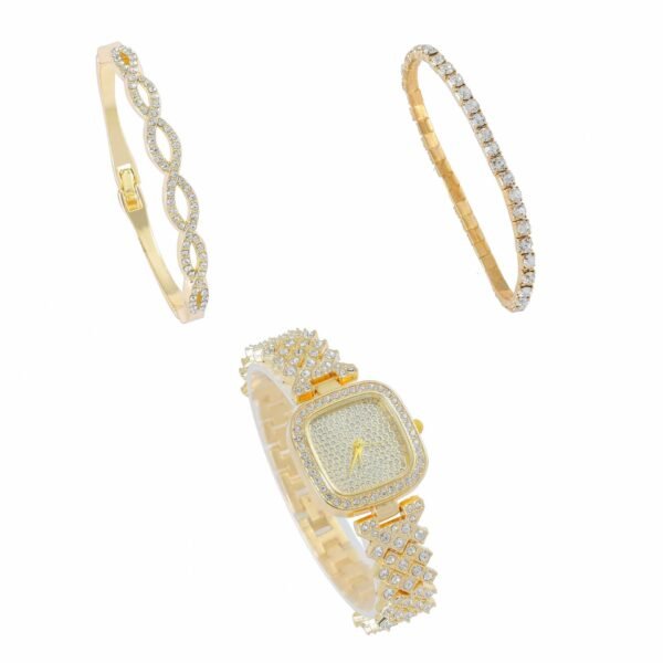 Montre à quartz tendance pour femme avec bracelet carré en diamant – Image 8
