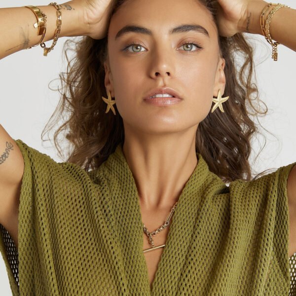 Boucles d'oreilles étoiles de mer sereines en or – Image 3
