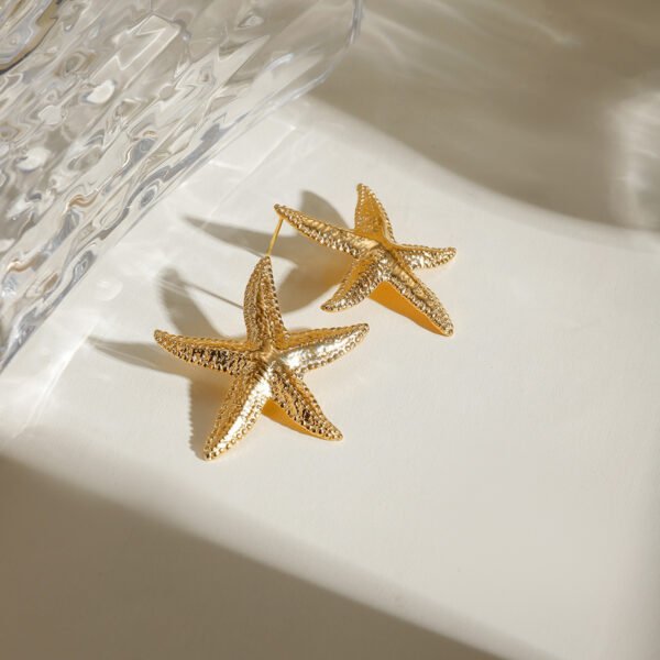 Boucles d'oreilles étoiles de mer sereines en or – Image 6