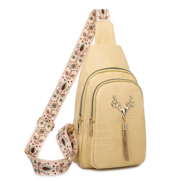 Sac bandoulière à pompon en forme de cerf pour femme, motif lettre brodée, tendance – Image 5