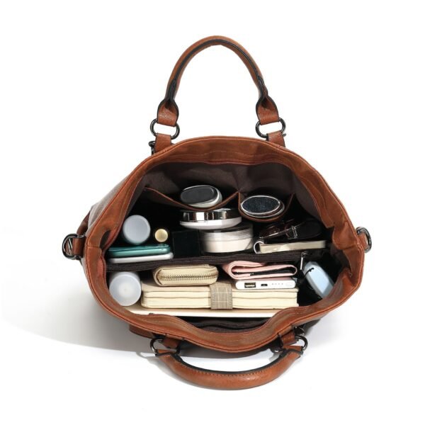 Sac fourre-tout en cuir souple et de grande capacité – Image 4