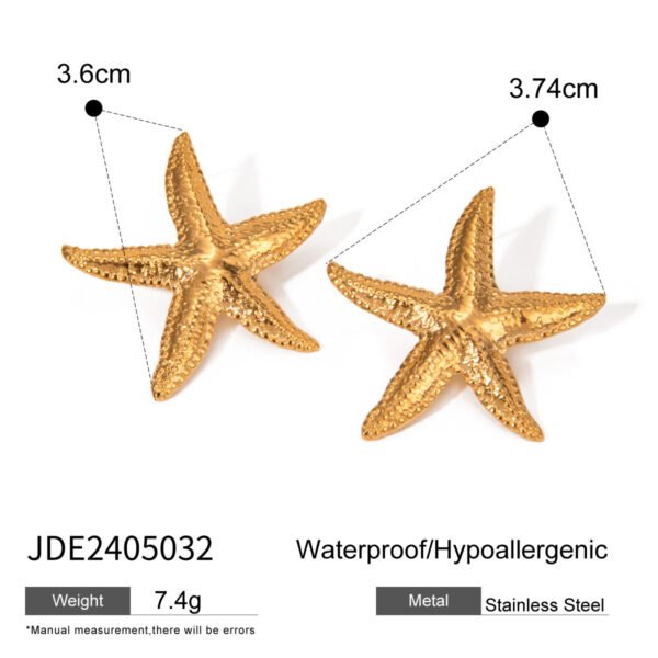 Boucles d'oreilles étoiles de mer sereines en or – Image 5