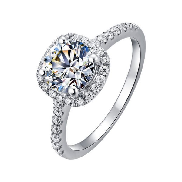 Bague de luxe en diamant rond et carré avec moissanite pour femme – Image 4