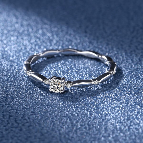 Alliance de mariage en Argent 925 incrusté de pierres précieuses – Image 5