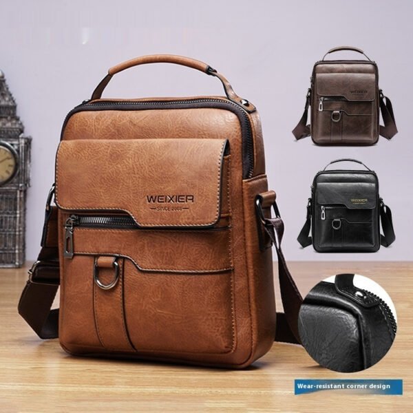 Sac messager tendance pour homme, sac à bandoulière en cuir synthétique, idéal pour les vacances – Image 2