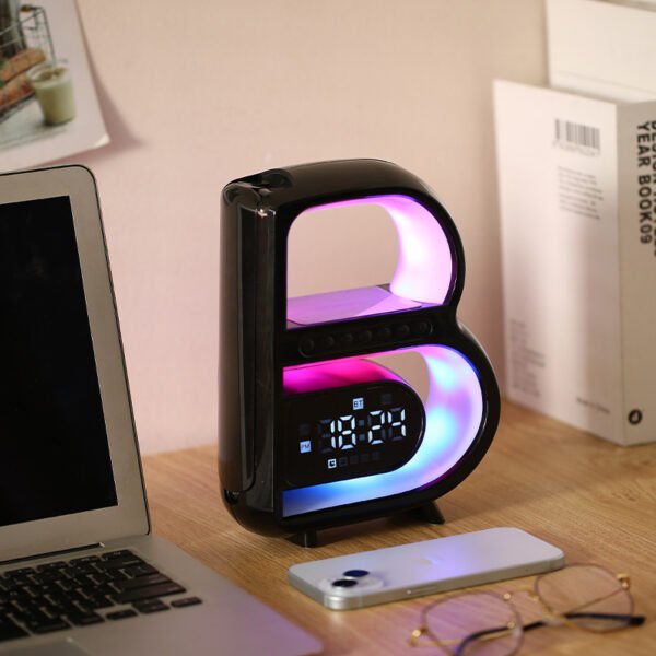 Haut-parleur Bluetooth Barcelone multifonctionnel, musique avec éclairage rythmique et chargeur sans fil pour téléphone – Image 2