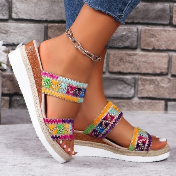 Sandales tissées à motif ondulé tendance pour femmes – Image 2