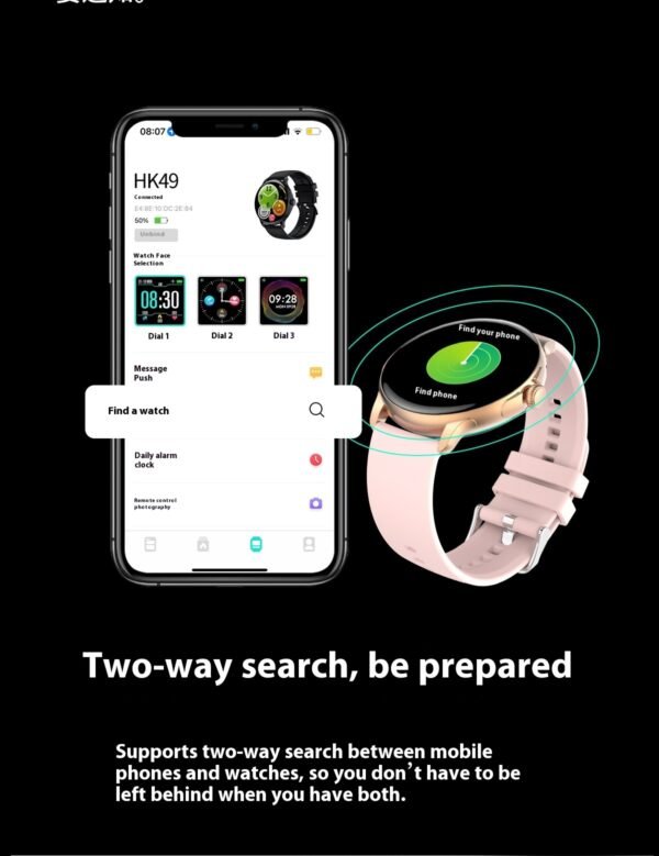 Montre de sport étanche avec appels intelligents, Bluetooth HK49, moniteur de sommeil, de fréquence cardiaque et de glycémie – Image 9