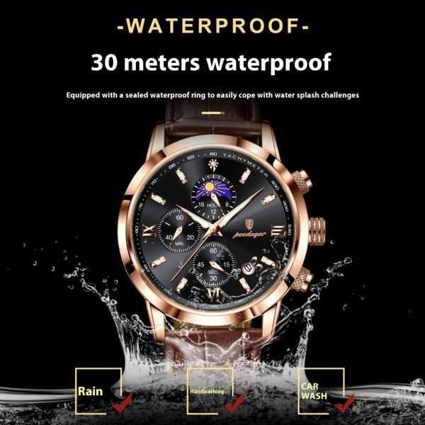 Montre multifonction pour homme avec chronométrage sportif et phases de lune