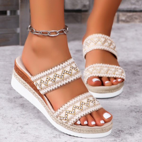 Sandales tissées à motif ondulé tendance pour femmes