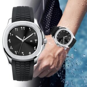 Montre à quartz étanche classique avec bracelet en silicone Grenade