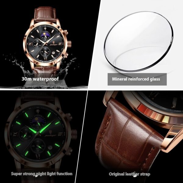 Montre multifonction pour homme avec chronométrage sportif et phases de lune – Image 2